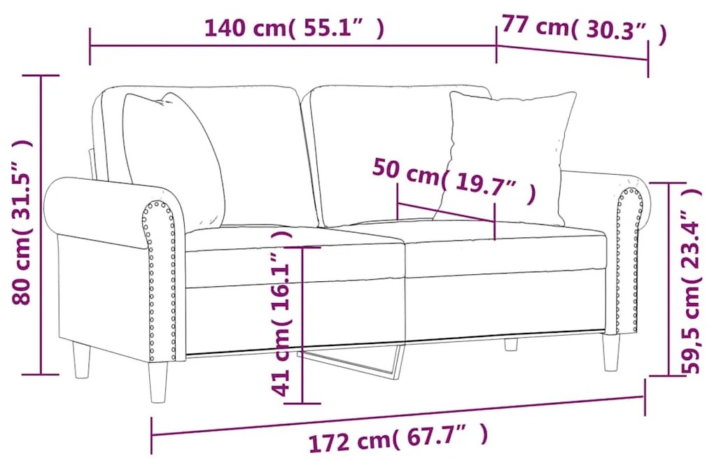 Sofá 2 lugares +almofadas 140cm couro artificial vermelho tinto