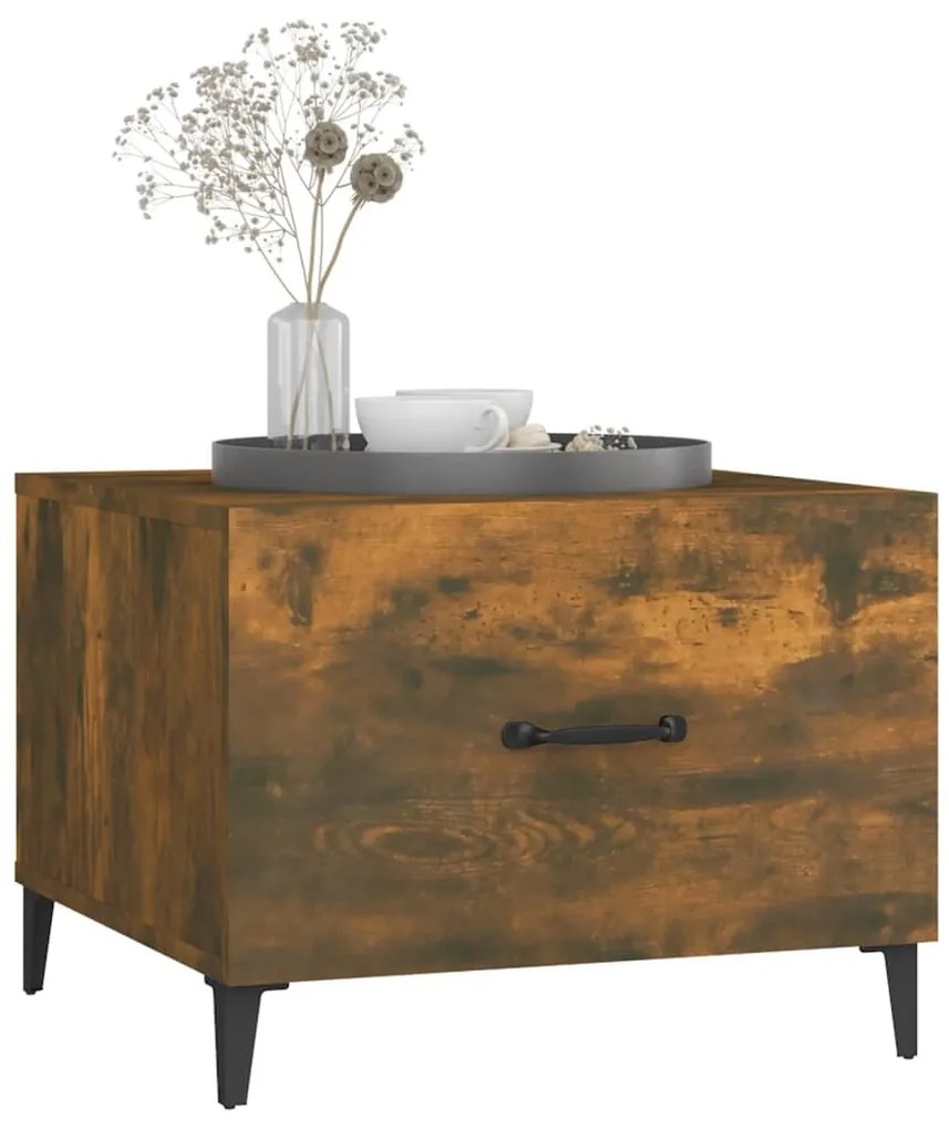 Mesa de centro com pernas de metal 50x50x40 cm Carvalho Fumado
