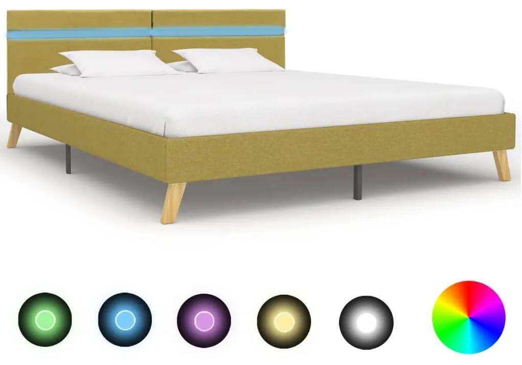 284863 vidaXL Estrutura de cama com LED 180x200 cm tecido verde