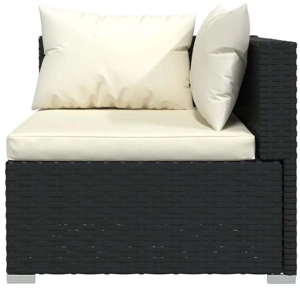 4 pcs conjunto lounge de jardim c/ almofadões vime PE preto
