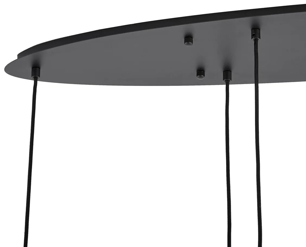 Candeeiro suspenso moderno preto com vidro branco retangular 6-luzes - Misty Moderno