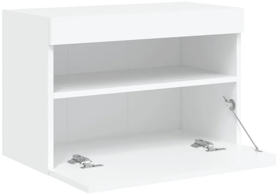 Móvel de parede para TV com luzes LED 60x30x40 cm branco