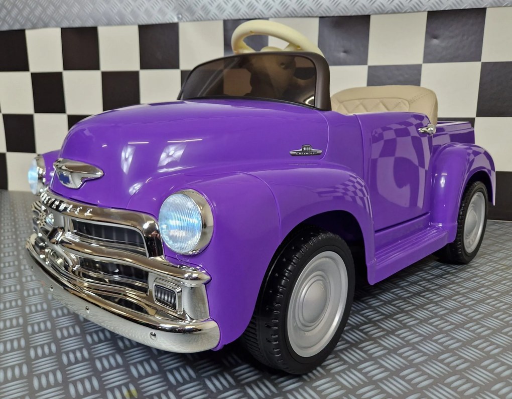 Carro elétrico para Crianças Chevrolet 3100 pick-up 12 V Pneus Borracha EVA e Assento de couro Roxo