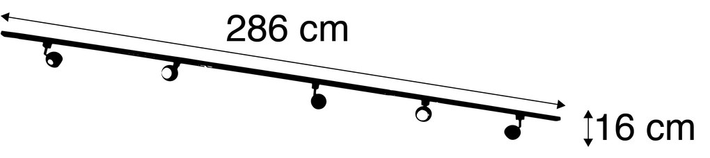 Sistema de iluminação de trilho moderno com 5 focos preto 1-fase - Iconic Gissi