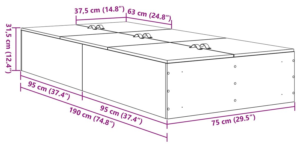 Estrado de cama com arrumação vidaXL Branco 75x190 cm