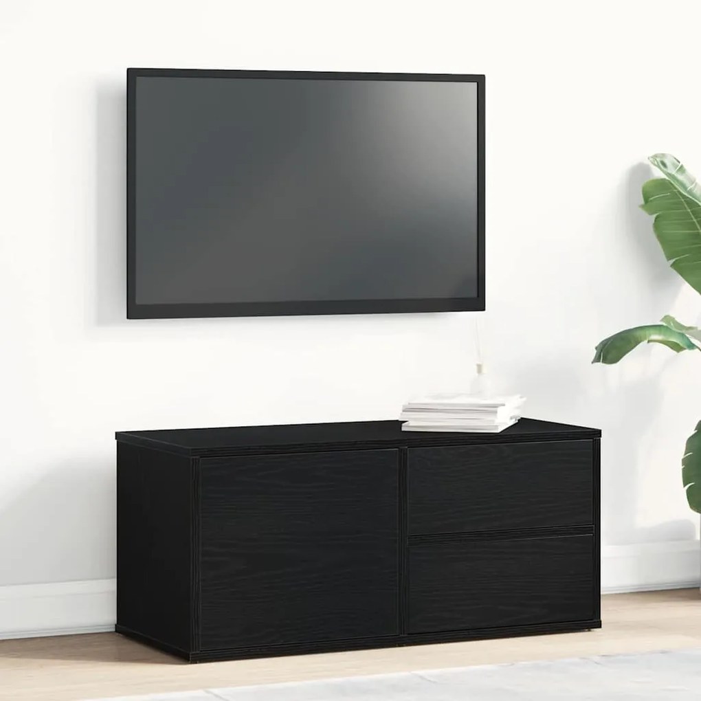 vidaXL Gabinete para TV com gaveta Carvalho Preto 80 x 34 x 36 cm