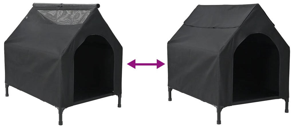 Casa para Cão de Tecido Oxford Preto e Aço