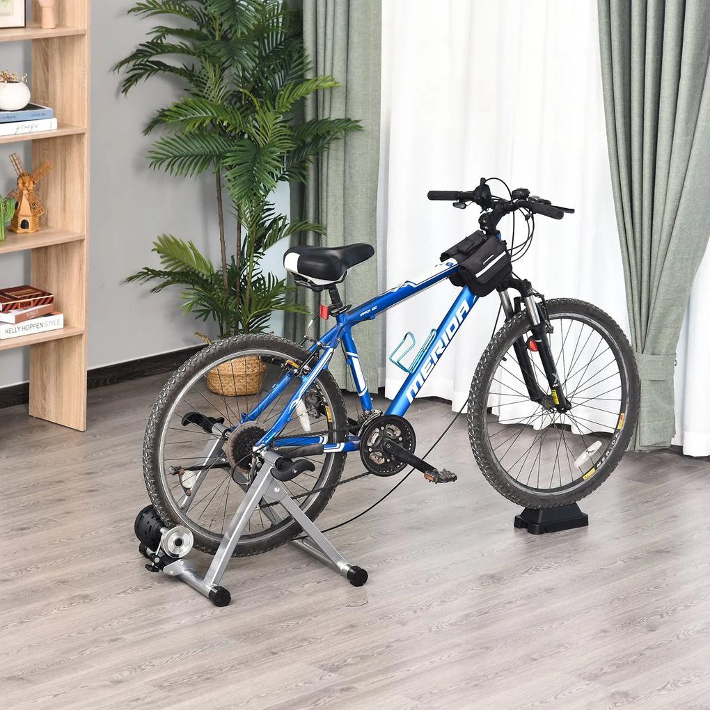 Homcom Rolo Bicicleta para treinamento de ciclismo – Cor Prateada – Estrutura de Aço - 54.5x42.2x39.1cm