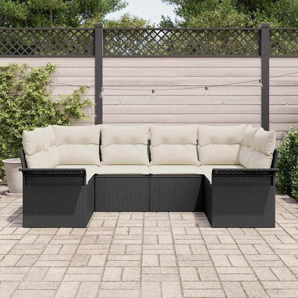 Conjunto de Sofás de Jardim vidaXL com Almofadas Preto Rattan de Poli
