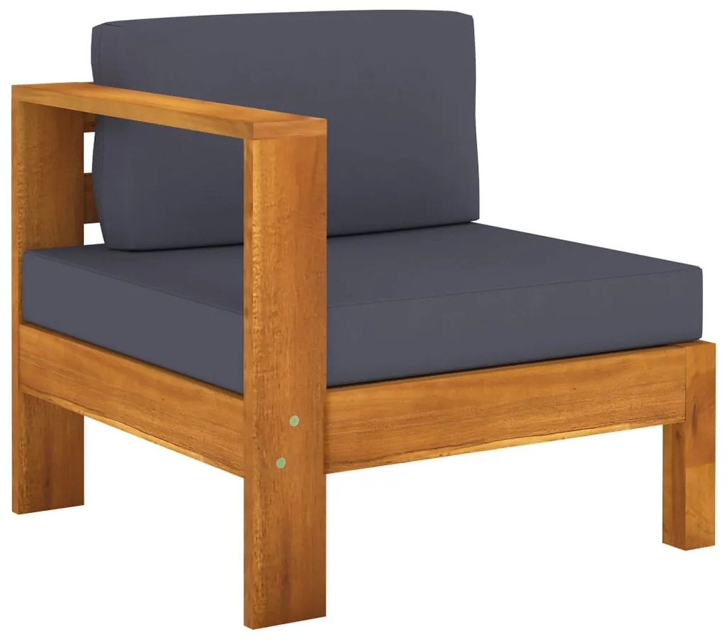 6 pcs conj. lounge de jardim c/ almofadões cinza-escuro acácia