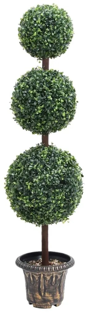 vidaXL Planta artificial buxo em forma de esfera com vaso 118 cm verde