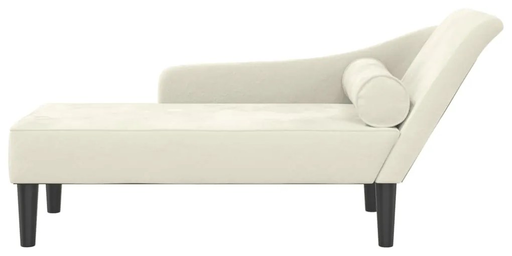 Chaise lounge com almofadões veludo creme