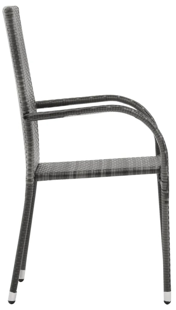 7 pcs conjunto de jantar para jardim cinza e preto