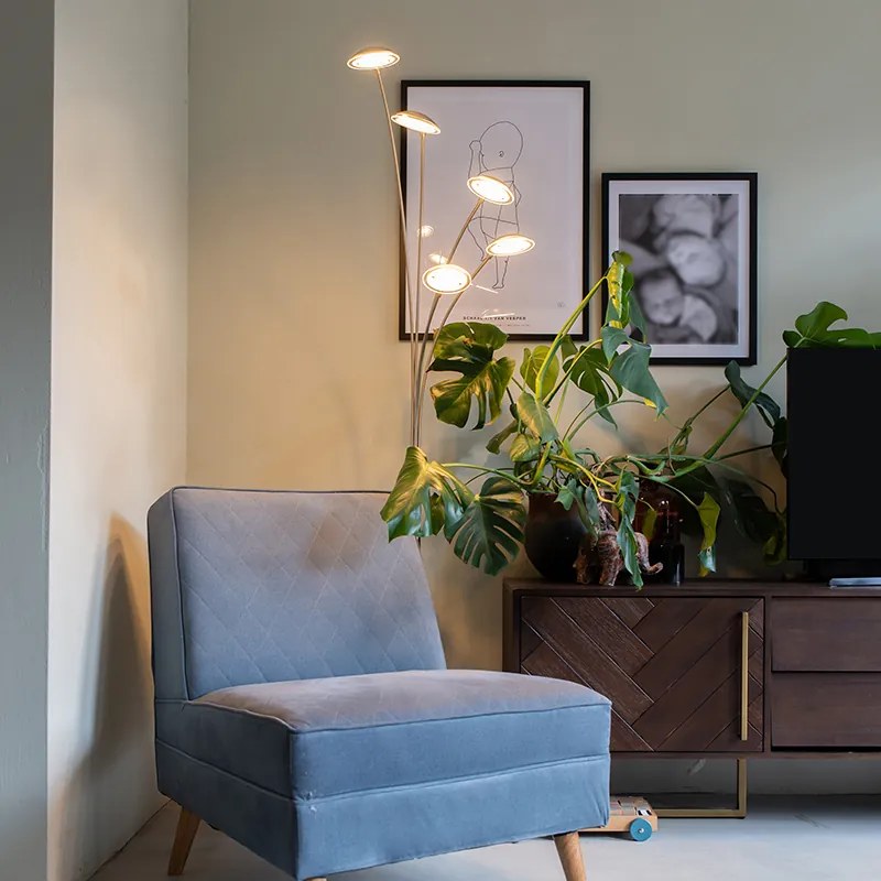 Candeeiro de pé em aço com LED e dimmer tátil - Sixties Trento