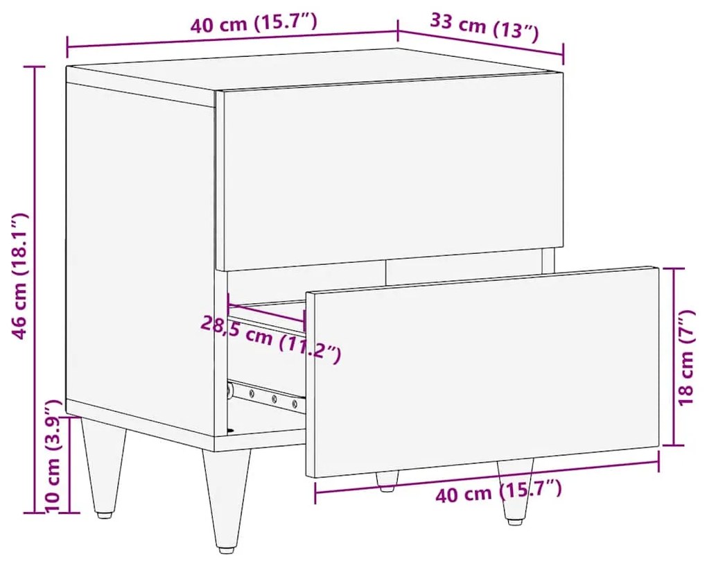 Mesas de cabeceira com gaveta 2 pcs 40 x 33.5 x 46 cm