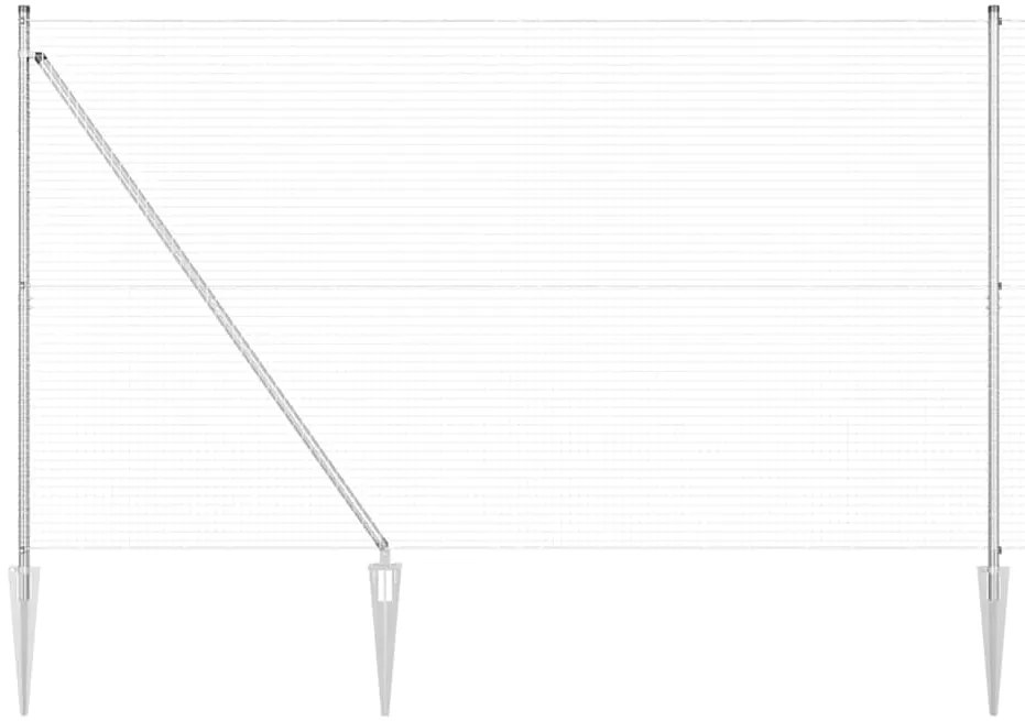 Cerca de Arame Soldado com 7 Postes de Ponta 1.6x10 m Aço Galvanizado