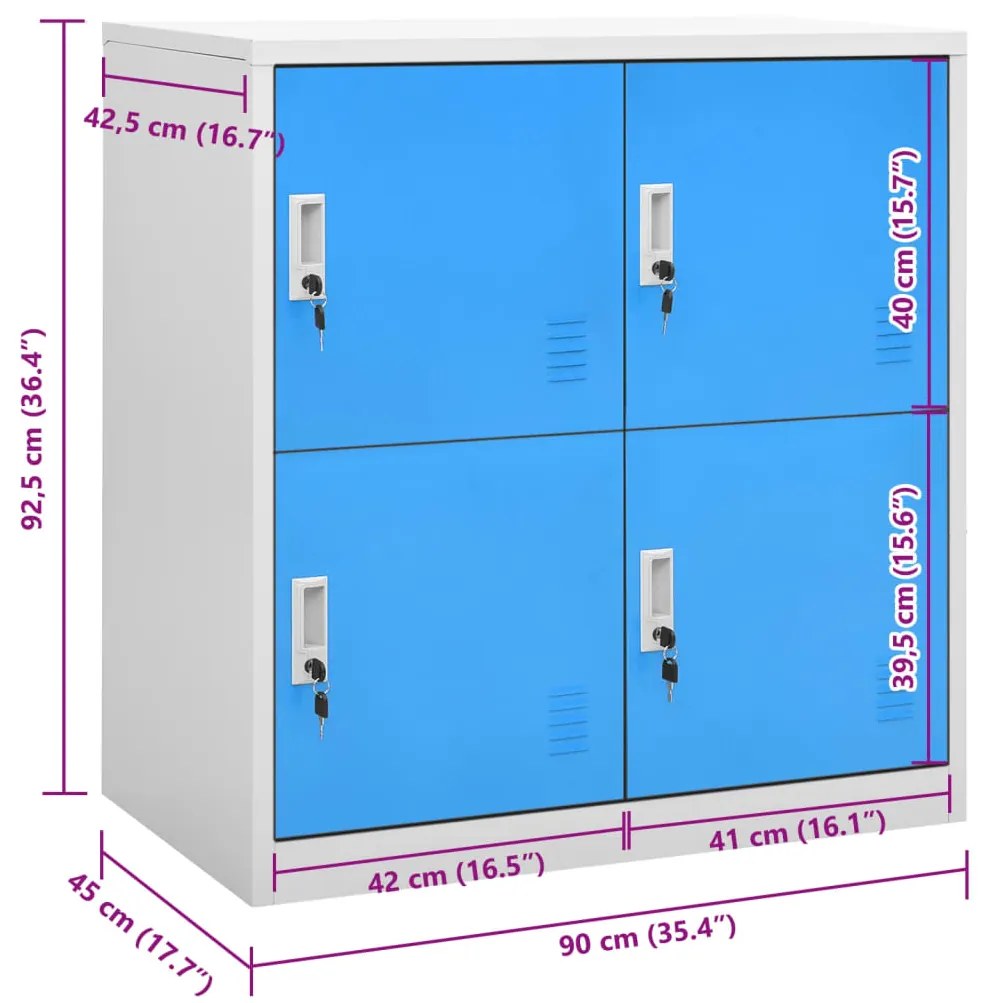 Cacifo 90x45x92,5 cm aço cinzento-claro e azul