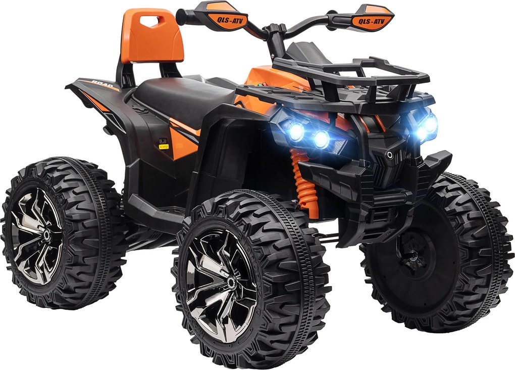 HOMCOM Veículo infantil 12 V com função frente/verso, leitor MP3, farol, 3-8 km/h, 3-5 anos, Laranja | Aosom Portugal