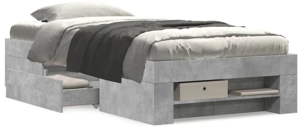 Estrutura de cama 75x190 cm derivados de madeira cinza cimento