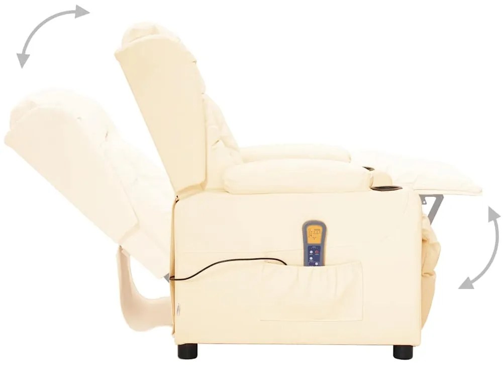 Poltrona de massagens elevatória couro artificial cor creme
