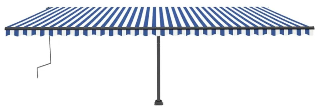 Toldo retrátil manual com LED 600x300 cm azul e branco