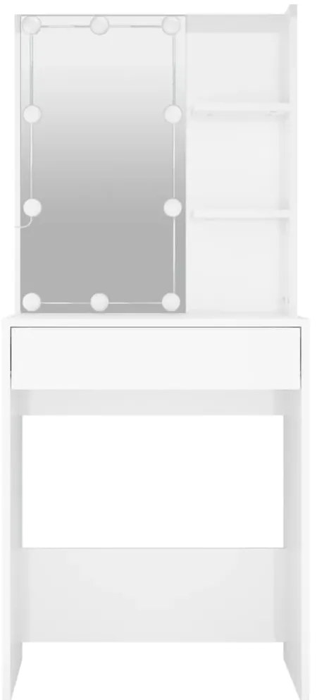 Toucador com LEDs 60x40x140 cm branco brilhante