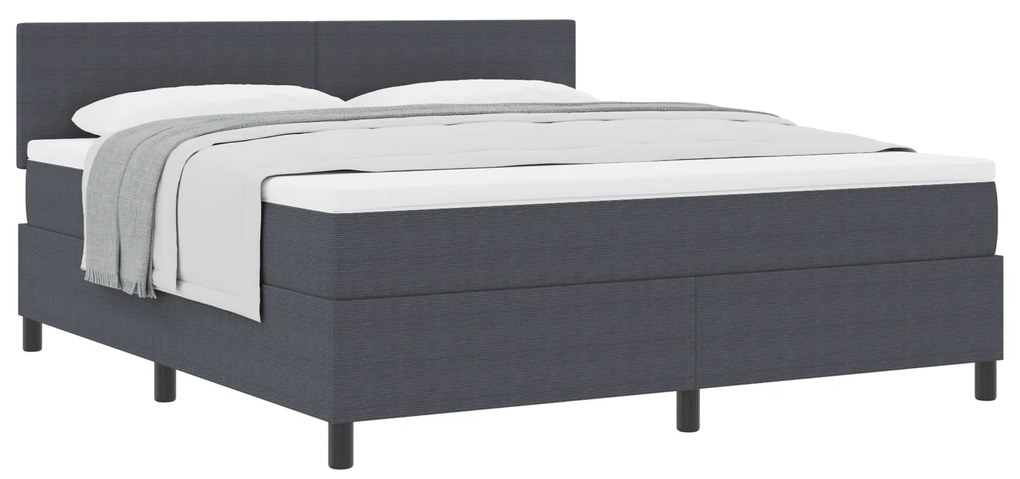 Cama Box Spring com Colchão Cinza Escuro Super King Tecido de Veludo