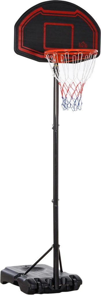 HOMCOM Cesto de basquete exterior com poste e painel, base de contrapeso com rodas altura regulável 2,1-2,6 m (cesto) | Aosom Portugal