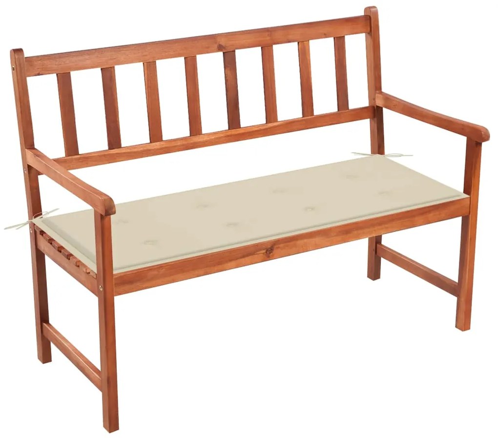 vidaXL Banco de jardim c/ almofadão 120 cm madeira de acácia maciça