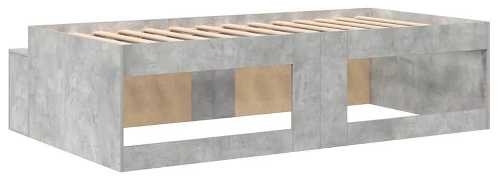 Cama com Armazenamento Cinza Concreto 80x200 cm