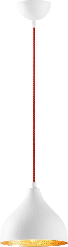 Candeeiro de Teto Tattoo – Branco e Vermelho – 18 x 18 cm