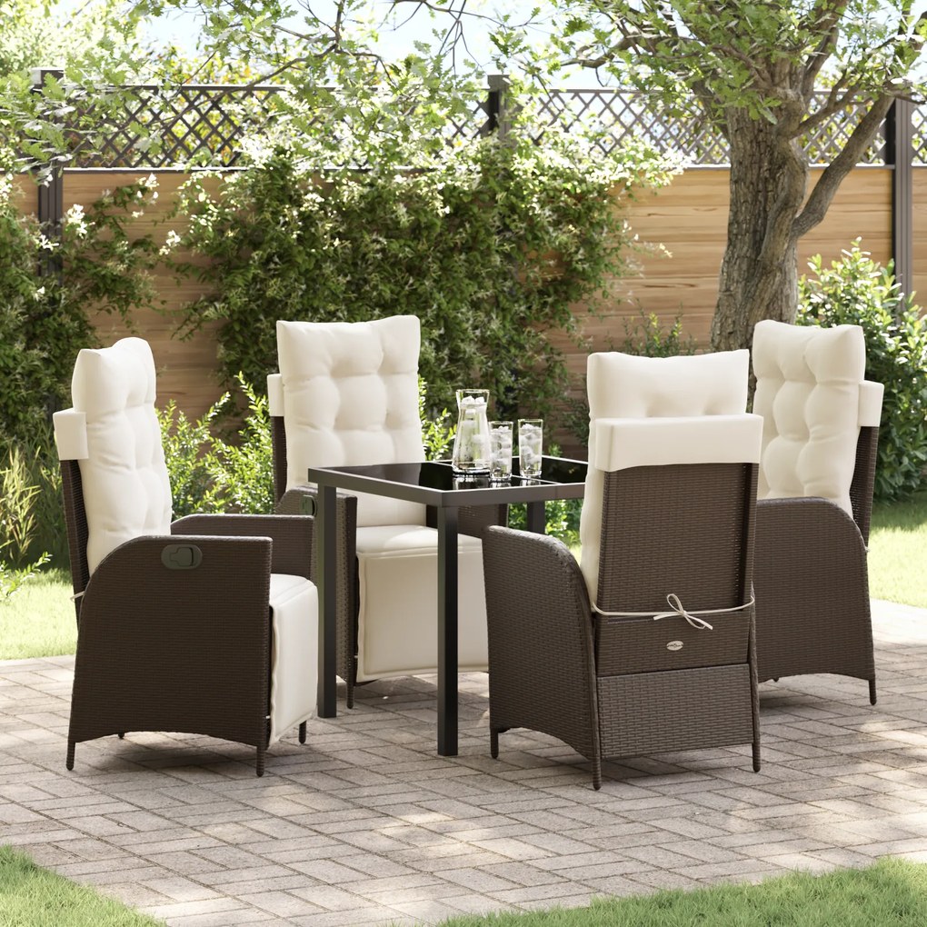 vidaXL Conjunto de Jantar de Jardim de 5 Peças Rattan Poly Marrom