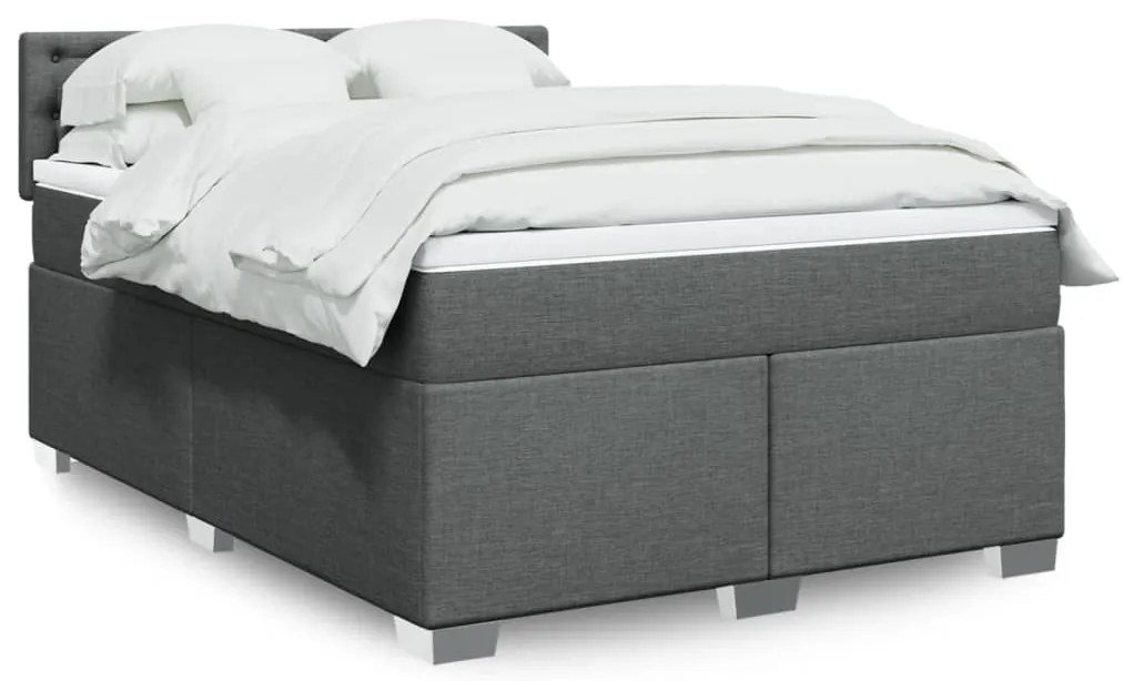 vidaXL Cama com molas/colchão 160x200 cm tecido cinzento-escuro