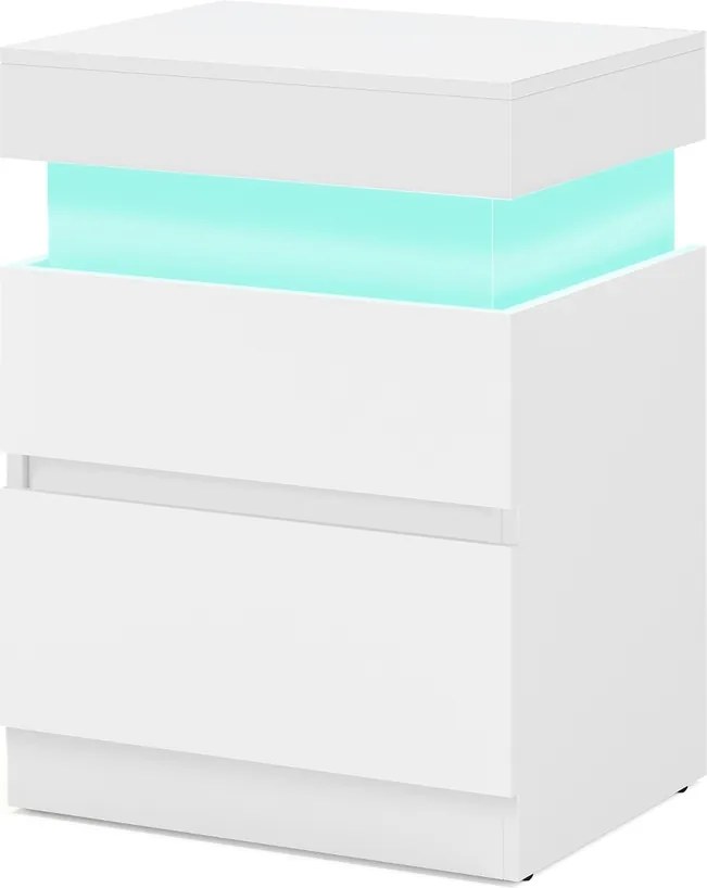 Mesa de cabeceira com base de carregamento e com iluminação 35 x 40 x 55 cm Branca