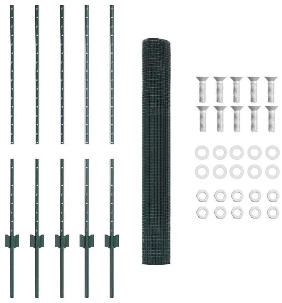 Conjunto de Cerca de Jardim Conjunto de 2 Verde Metal 10 x 1 m