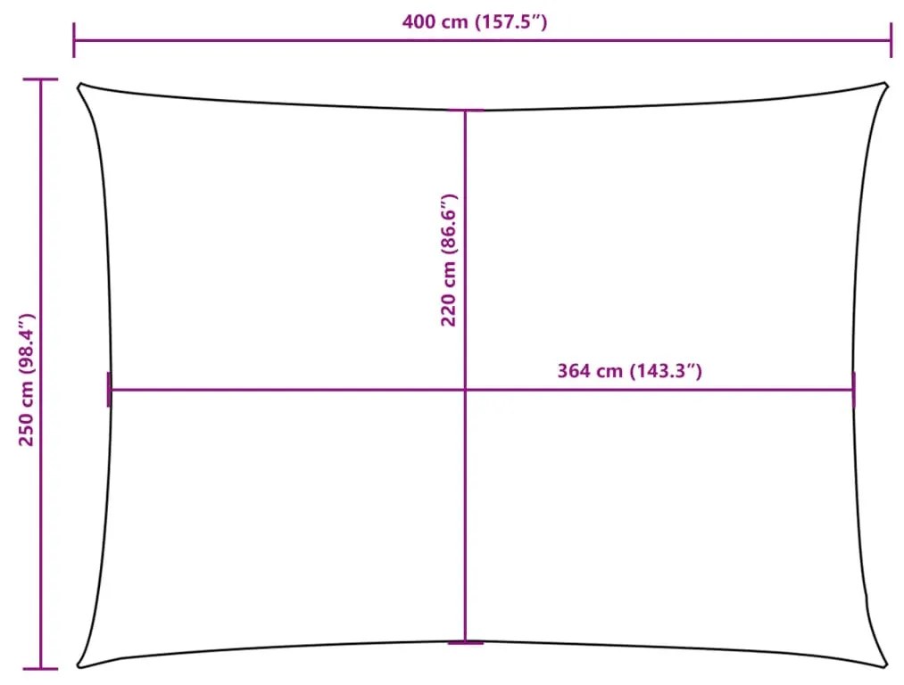 Para-sol estilo vela tecido oxford retangular 2,5x4 m branco