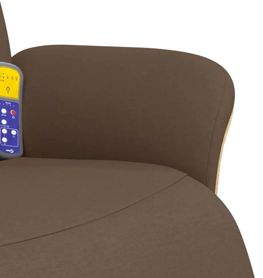 Cadeira de massagens reclinável c/ apoio de pés tecido castanho