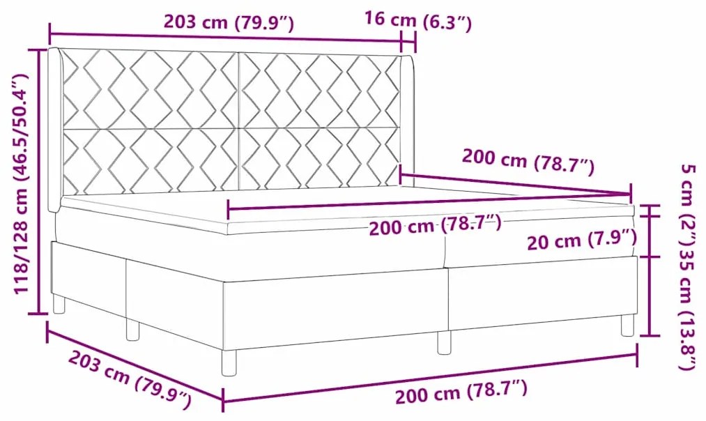 Cama com Estrado e Colchão Cinza Claro 200x200 cm - Tecido