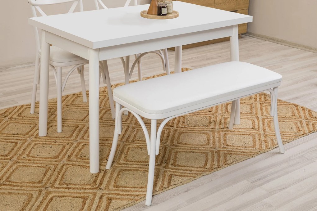 Conjunto de Mesa e Cadeiras Oliver – Branco – Mesa: 120x75x75 cm, Cade