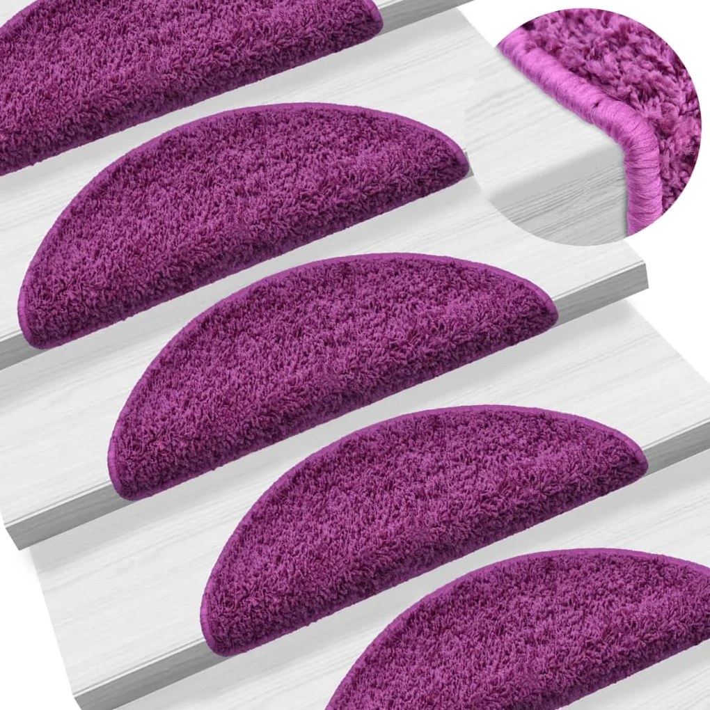 vidaXL Tapetes de escadas 10 pcs 56x17x3 cm violeta