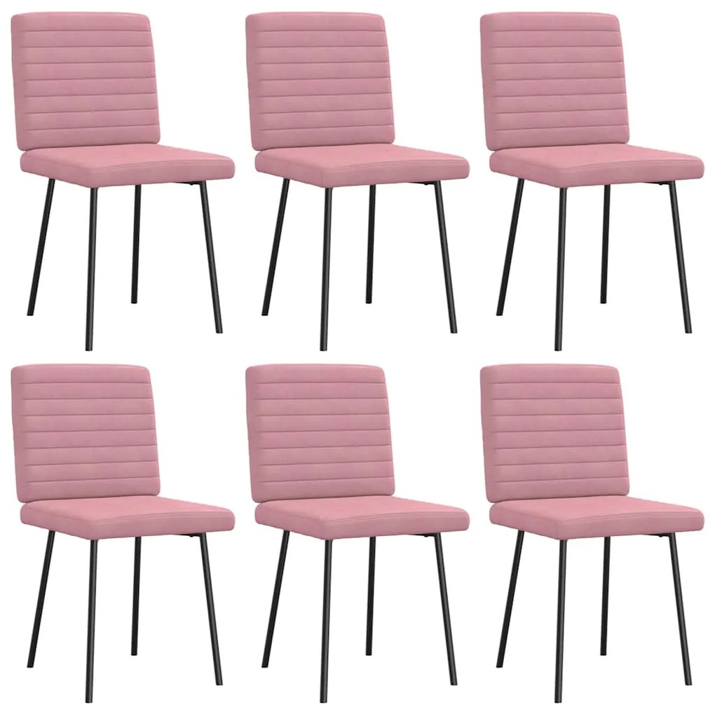 Cadeiras de jantar 6 pcs veludo rosa
