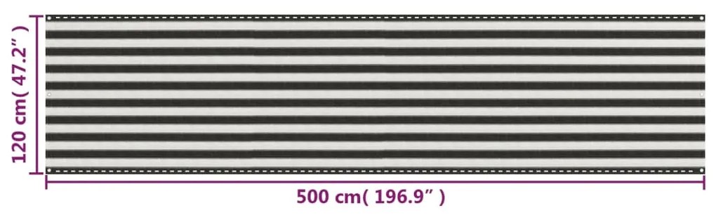 Tela varanda PEAD 120x500 cm antracite e branco