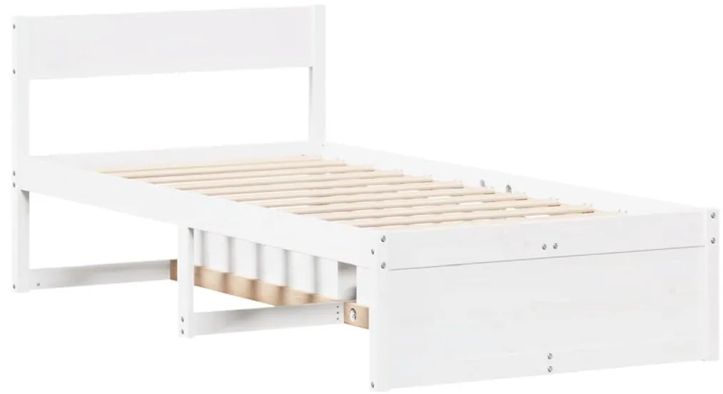 Cama sem colchão 75x190 cm madeira de pinho maciça branco