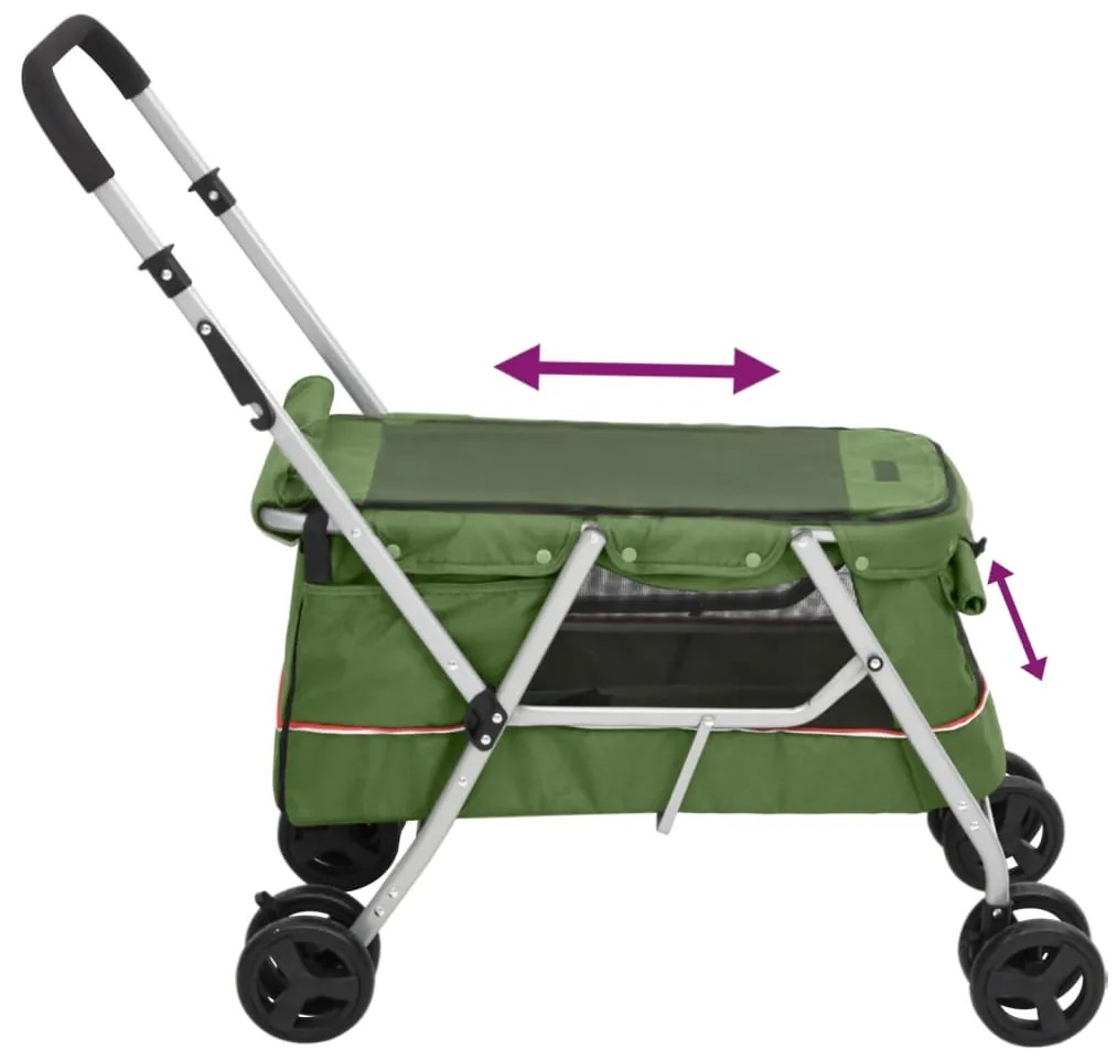Carrinho dobrável para cães 100x49x96 cm tecido linho verde