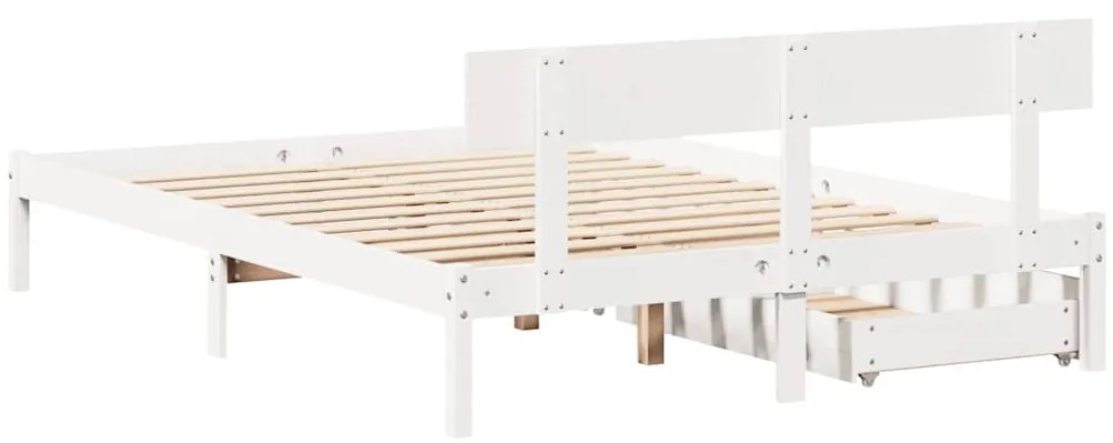 Cama sem colchão 140x200 cm madeira de pinho maciça branco