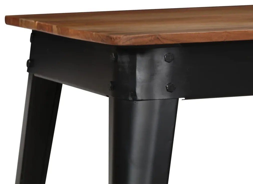 Mesa de jantar madeira de acácia maciça e aço 120x60x76 cm