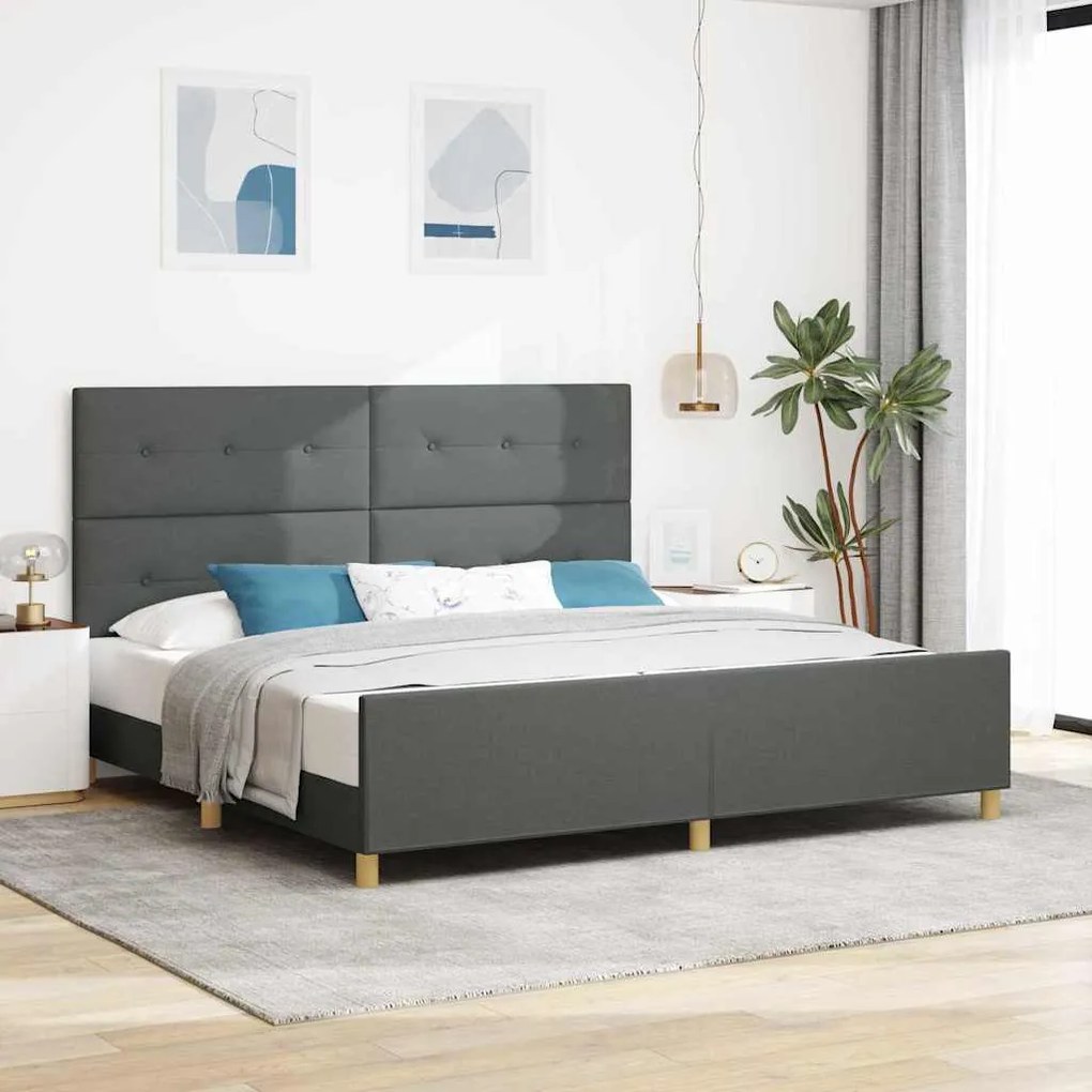Estrutura de Cama vidaXL Cinza Escuro 200x200 cm em Tecido