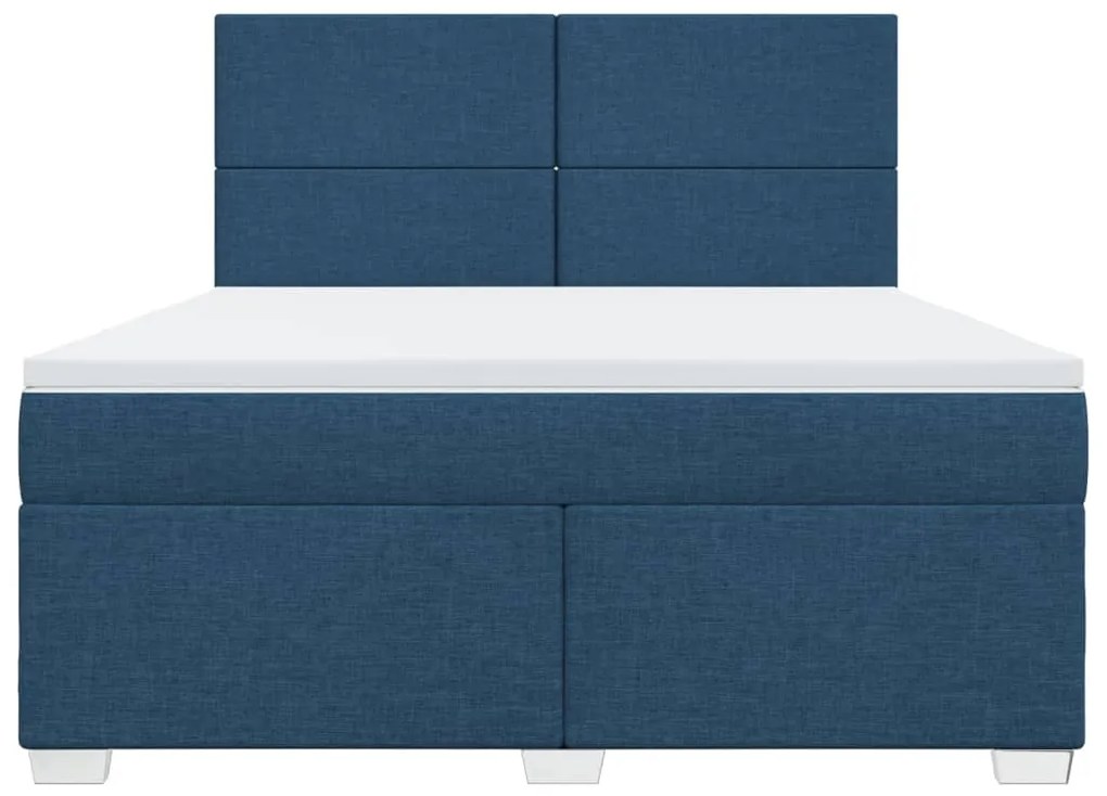 Cama com molas/colchão 180x200 cm tecido azul