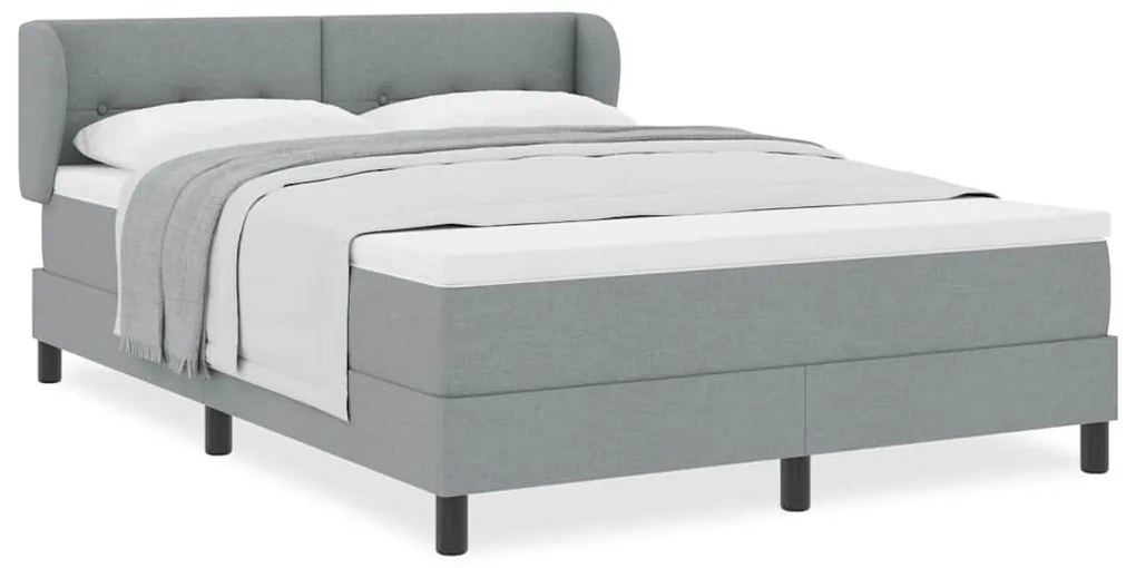 Cama Box Spring com Colchão Cinzento-claro 140x200 cm em Tecido