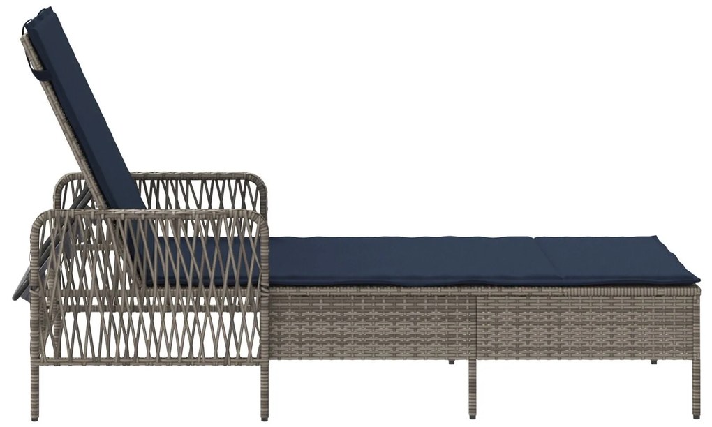 Espreguiçadeira Cinza Rattan PE 157 x 55 x 92 cm Dobrável